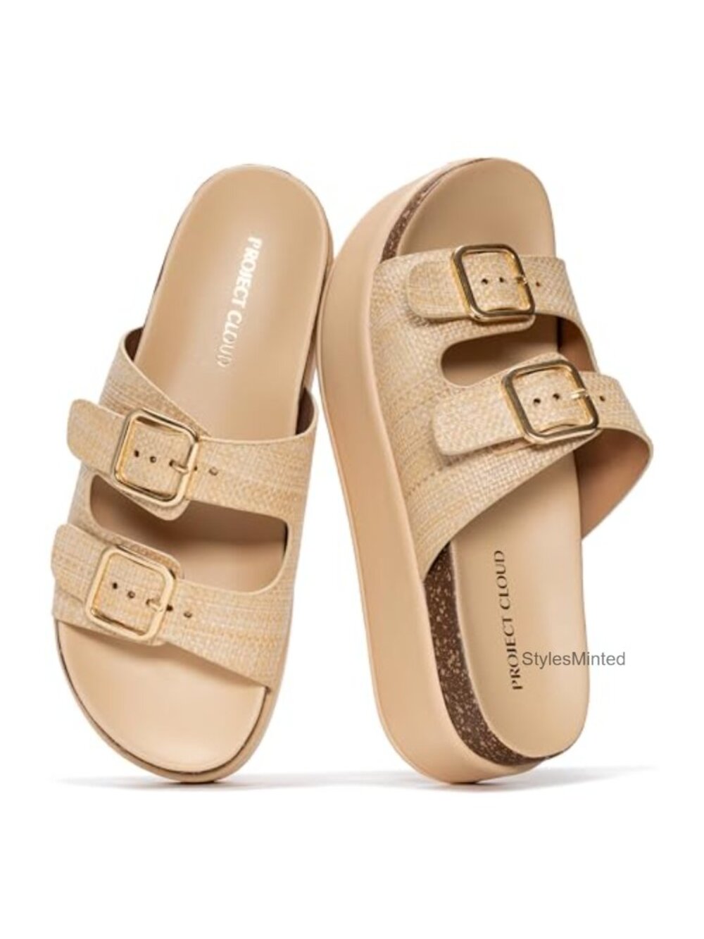 Lightweight Platform Wedge Sandals Faux Leather Slip On
